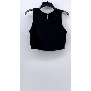 SWEET Women's Black Solid Crewneck Sleeveless Crop Top SZ L